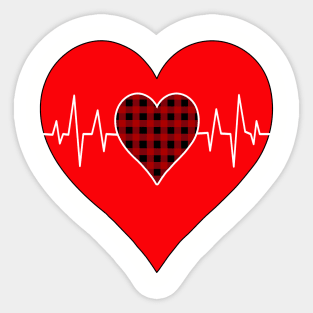 Women’s Striped Plaid Printed Heart Valentine's Day Sticker